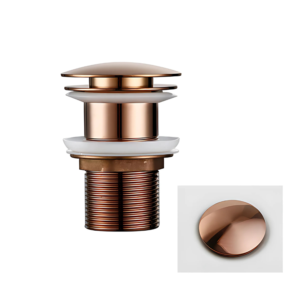 "Pop-up drain stopper Hampton – sleek and easy-to-install bathroom sink drain with overflow function"