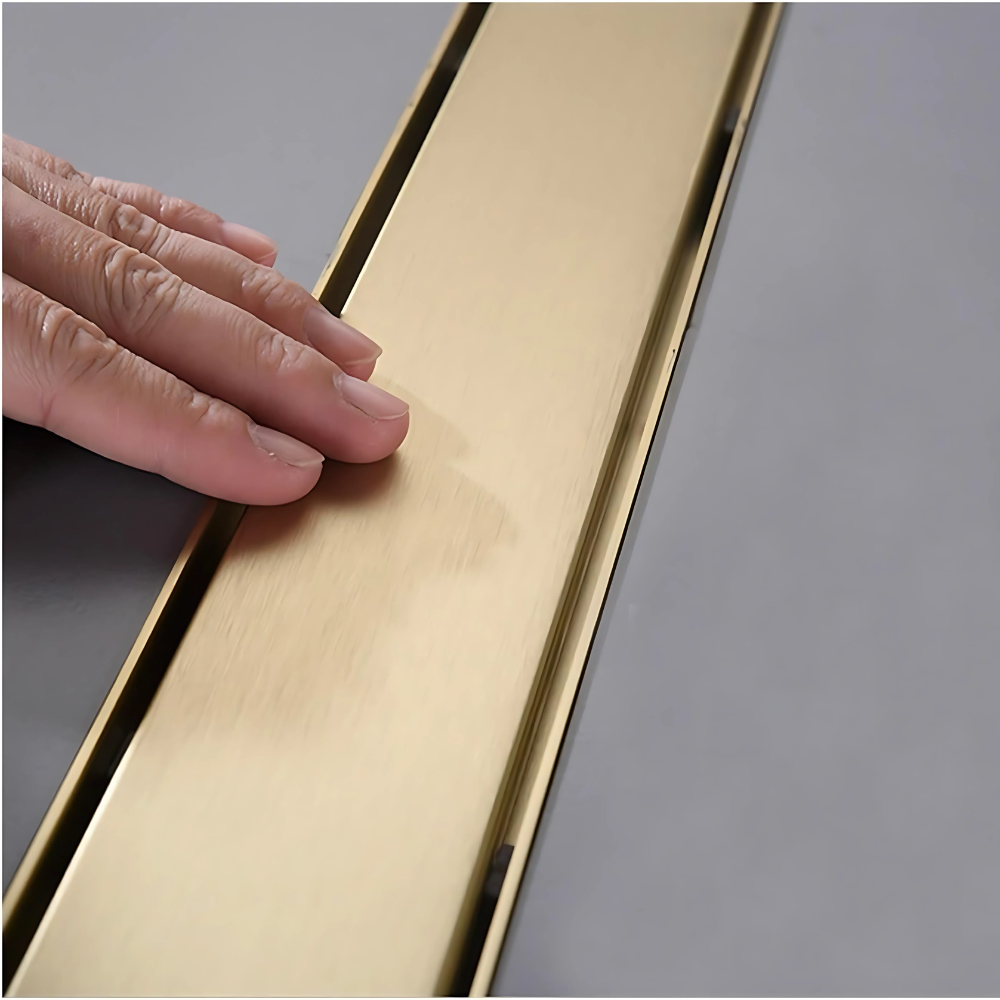 "Linear shower drain Hampton – modern stainless steel floor drain for walk-in showers and wet rooms"