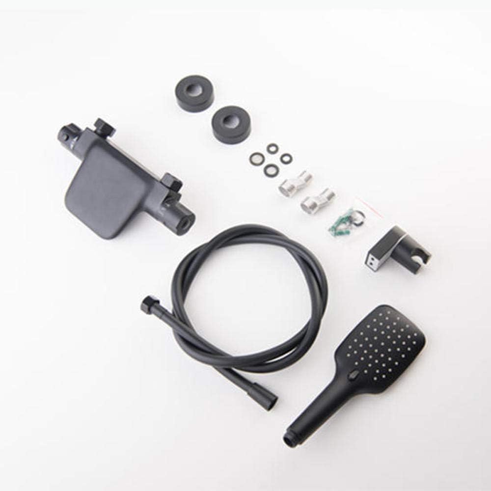 Luna shower system – elegant thermostatic bathtub faucet with a rainfall showerhead and handheld sprayer, offering precise temperature control for a spa-like bathing experience.