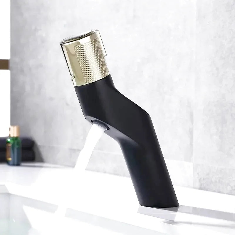 Alia gold bathroom faucet – luxurious and elegant design with a radiant gold finish, combining timeless beauty with modern functionality for a sophisticated bathroom upgrade.