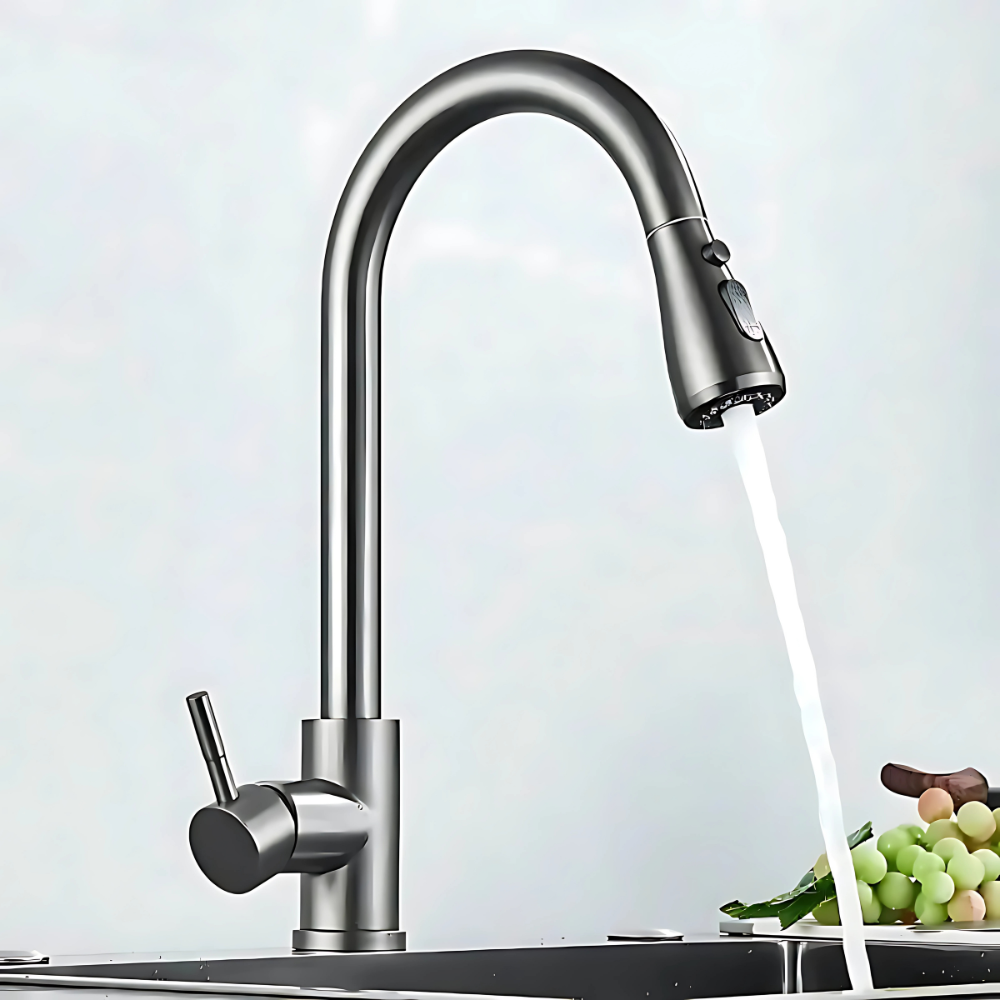 Cala touchless kitchen faucet – modern motion-sensor design with a sleek finish, offering hands-free convenience and efficiency for a hygienic kitchen experience.