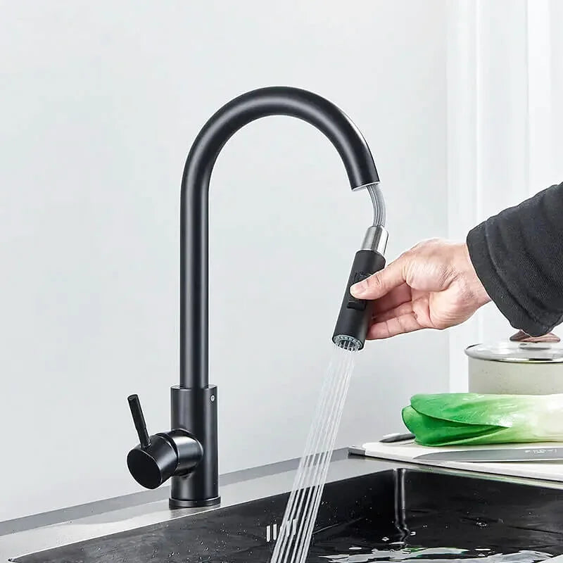 Cala touchless kitchen faucet – modern motion-sensor design with a sleek finish, offering hands-free convenience and efficiency for a hygienic kitchen experience.