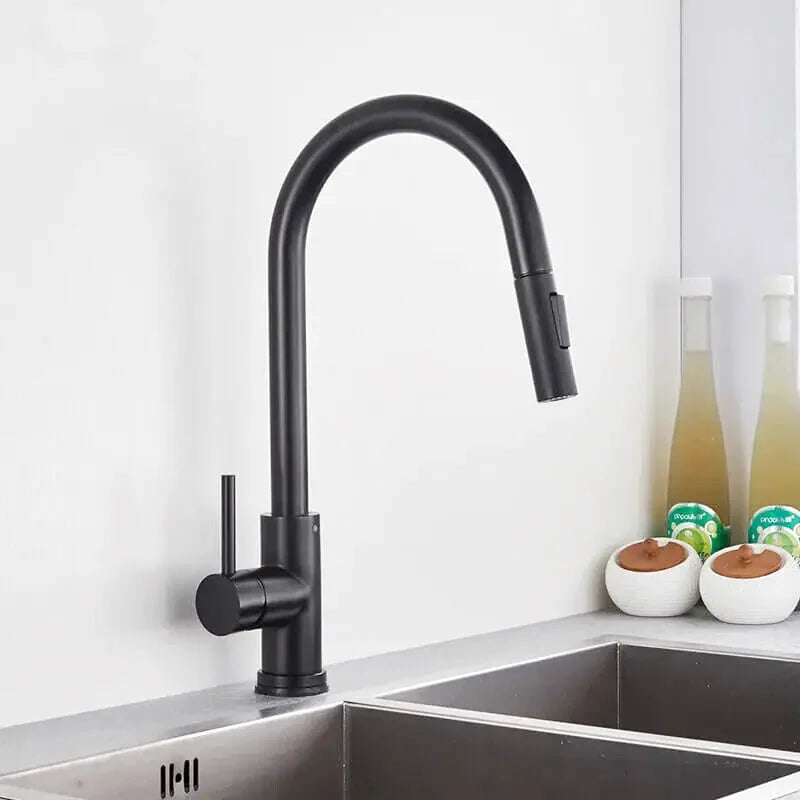 Cala touchless kitchen faucet – modern motion-sensor design with a sleek finish, offering hands-free convenience and efficiency for a hygienic kitchen experience.