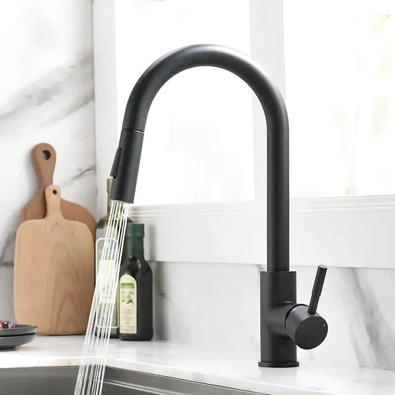 Cala touchless kitchen faucet – modern motion-sensor design with a sleek finish, offering hands-free convenience and efficiency for a hygienic kitchen experience.