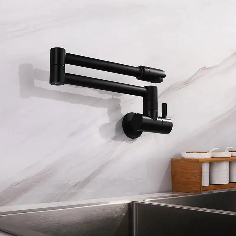 Echo wall-mount kitchen faucet – modern and space-saving design with a sleek finish, offering smooth water flow and enhanced functionality for any kitchen.