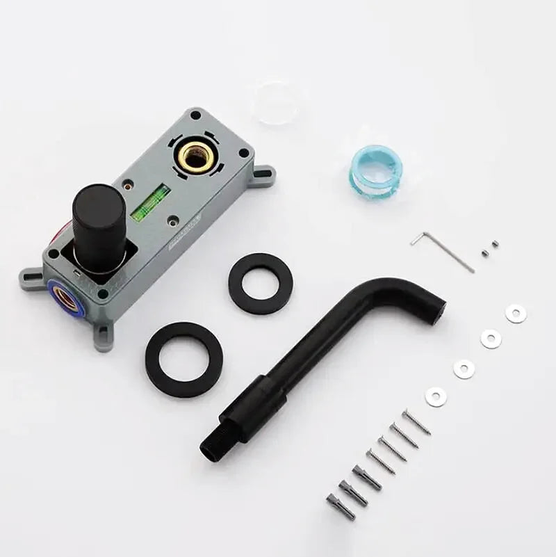 Furo wall-mounted bathroom faucet – sleek and minimalist design with a space-saving installation, offering a smooth water flow for a modern, luxurious bathroom.