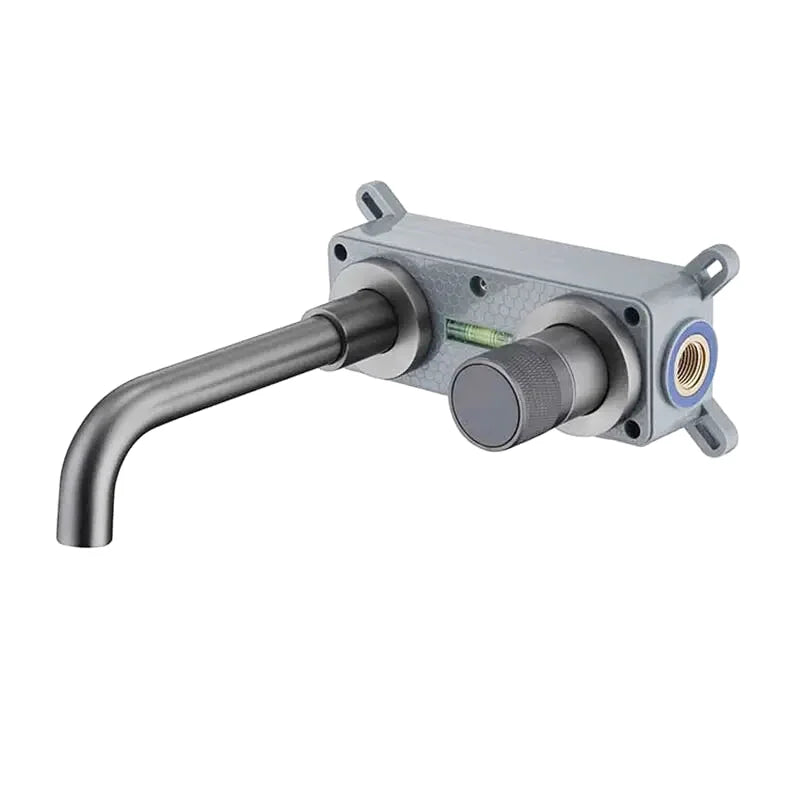 Furo wall-mounted bathroom faucet – sleek and minimalist design with a space-saving installation, offering a smooth water flow for a modern, luxurious bathroom.