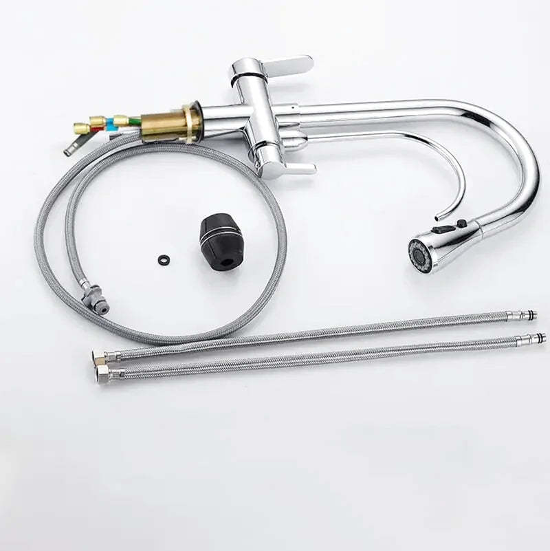 Giro pull-down kitchen faucet – modern high-arc design with a dual-function sprayer for stream and spray modes, perfect for efficient and versatile kitchen use.