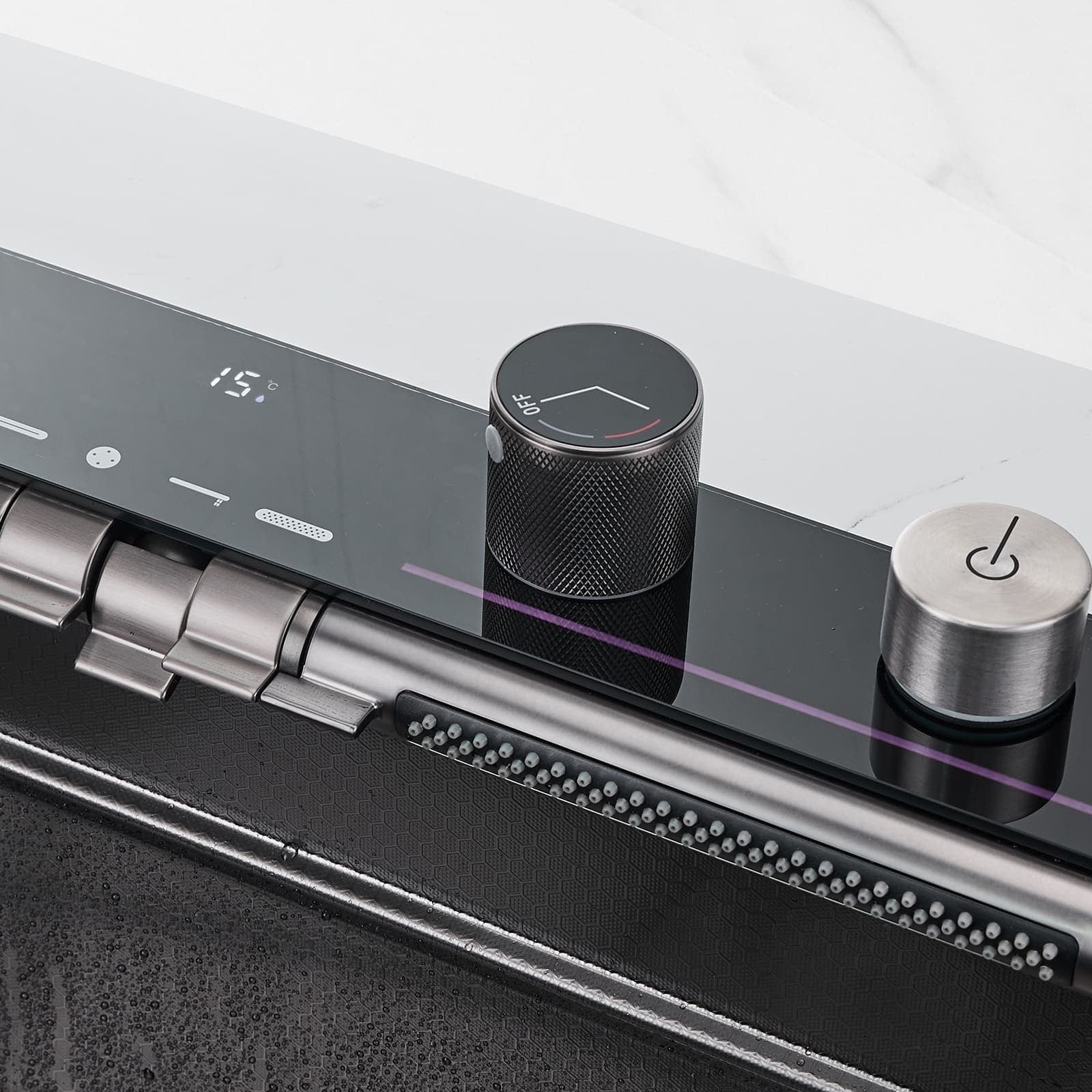 "Black kitchen sink Gleta – modern waterfall sink with deep basin and sleek matte finish for contemporary kitchens"