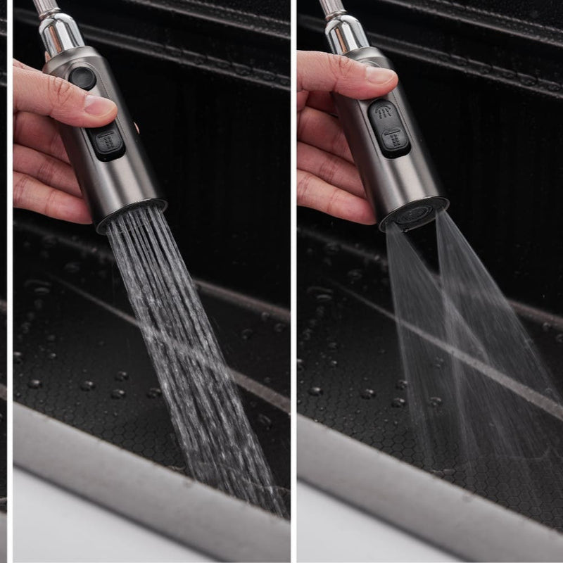 "Black kitchen sink Gleta – modern waterfall sink with deep basin and sleek matte finish for contemporary kitchens"