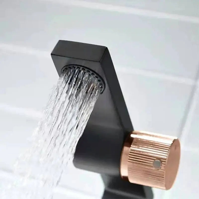Nona luxury waterfall bathroom faucet – elegant and modern design with a wide spout for a smooth, cascading water flow, adding a spa-like touch to any bathroom.