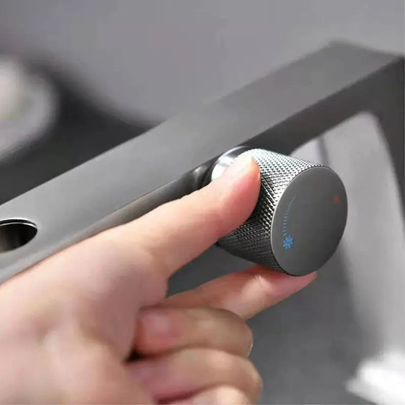 Nona luxury waterfall bathroom faucet – elegant and modern design with a wide spout for a smooth, cascading water flow, adding a spa-like touch to any bathroom.