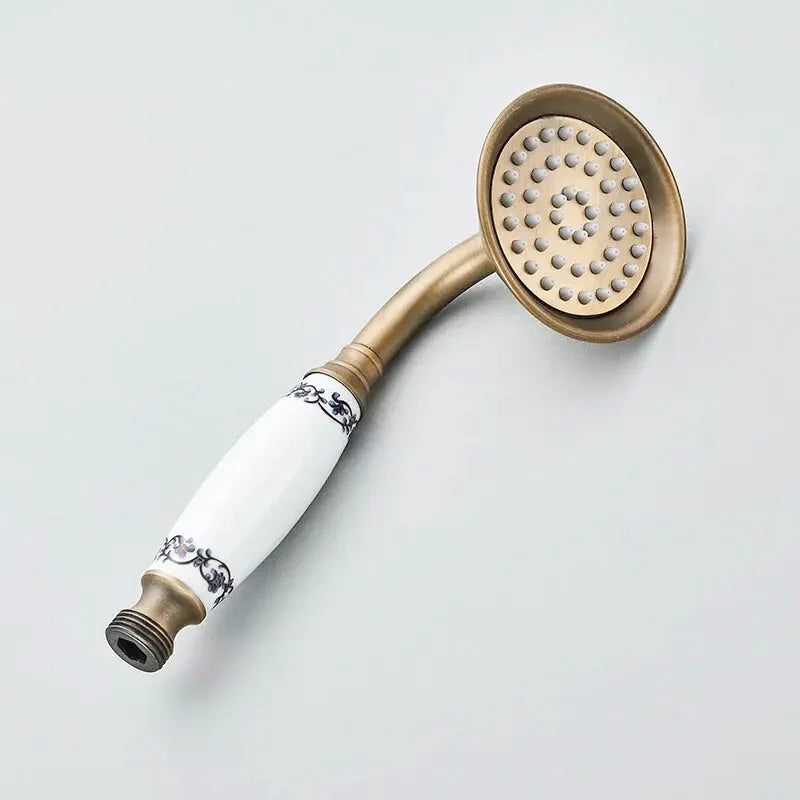 Mira antique brass bathtub faucet – vintage-inspired design with a rich brass finish, combining classic elegance with modern functionality for a timeless bathroom upgrade.