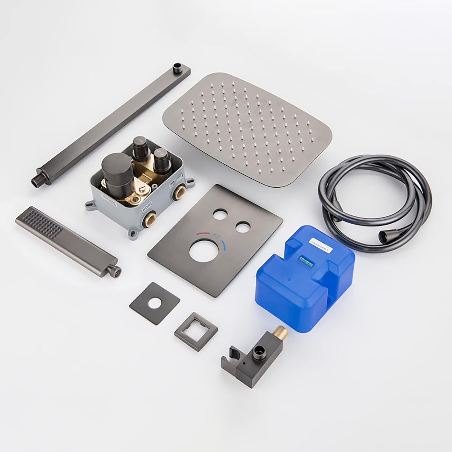 Nube rain shower system – luxurious thermostatic shower faucet with a large rainfall showerhead and handheld sprayer, ensuring precise temperature control and a spa-like experience.