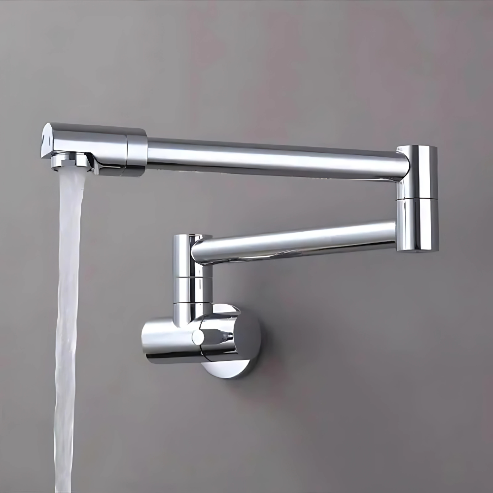 Echo wall-mount kitchen faucet – modern and space-saving design with a sleek finish, offering smooth water flow and enhanced functionality for any kitchen.