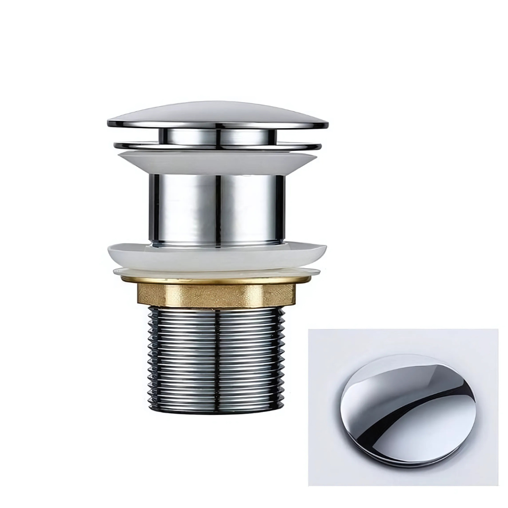 "Pop-up drain stopper Hampton – sleek and easy-to-install bathroom sink drain with overflow function"