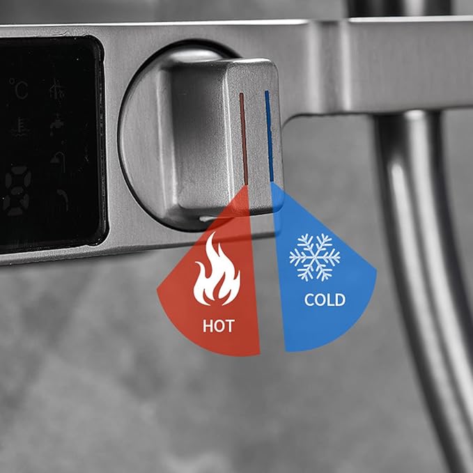 Waterfall bathtub faucet – sleek and modern design with a wide spout for a smooth, cascading water flow, creating a luxurious spa-like bathing experience.