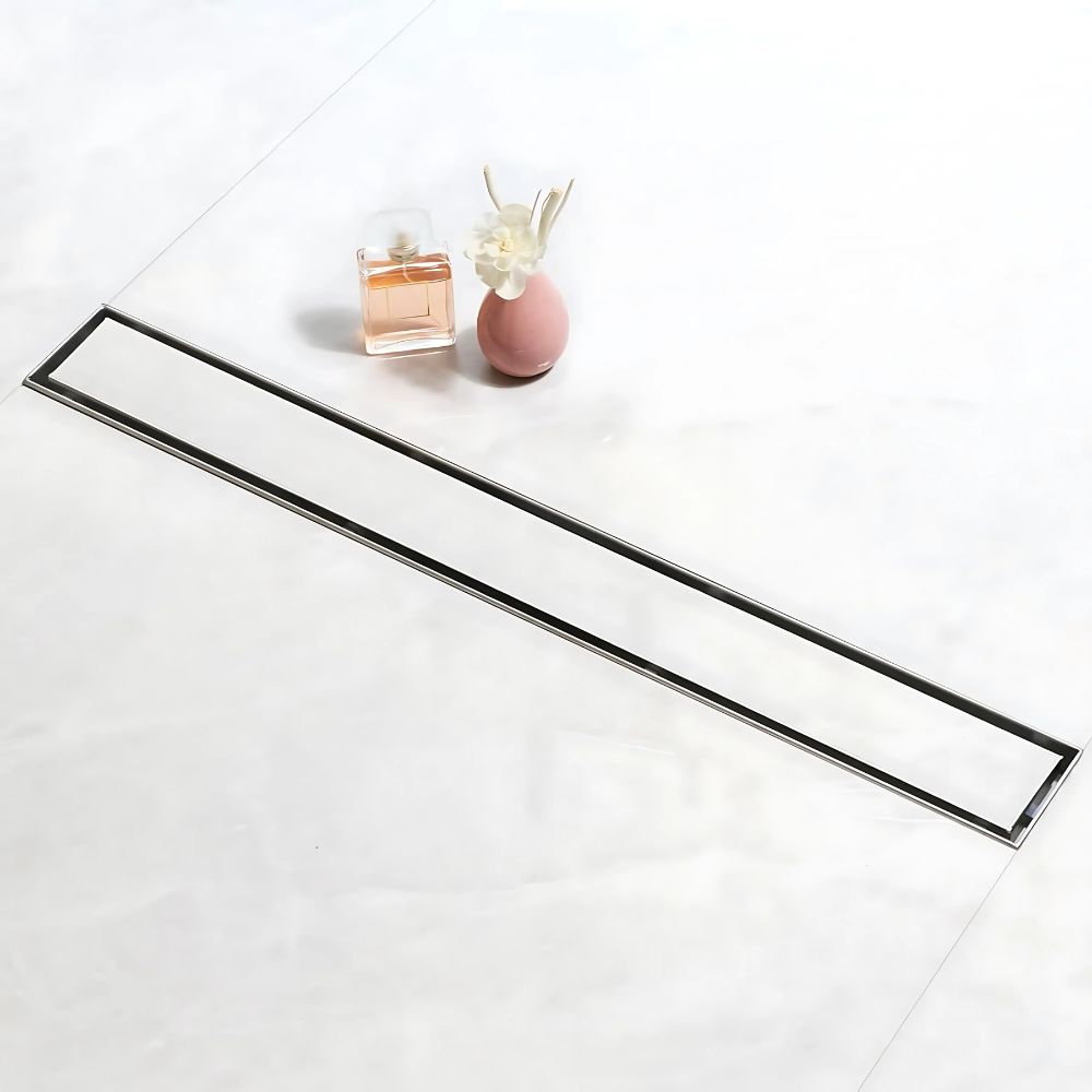 "Linear shower drain Hampton – modern stainless steel floor drain for walk-in showers and wet rooms"