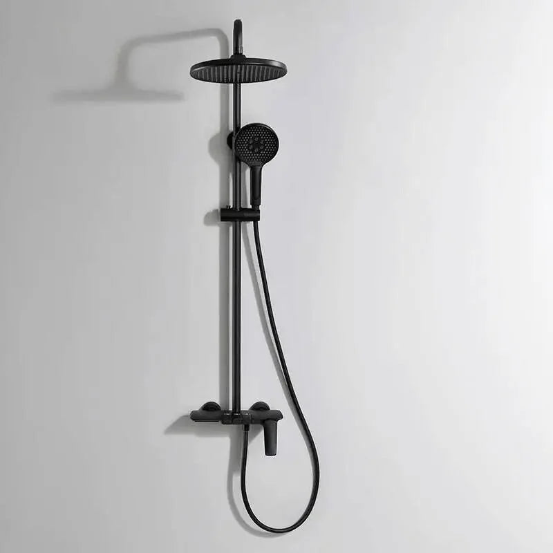 Oro shower system – premium thermostatic faucet set featuring a large rain showerhead and a versatile handheld sprayer, delivering a spa-like experience with precise temperature control.